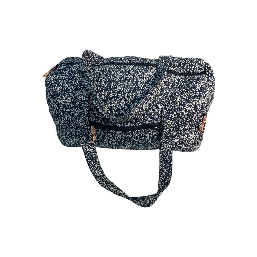Rachel Ashwell Navy Floral Quilted Duffel Bag Shabby Chic Cottagecore Weekender